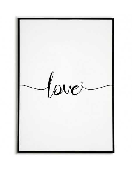 Plakat z napisem LOVE, grafika do ramki z napisem. Klasyczny wzór plakatu idealny na każdą ścianę.
