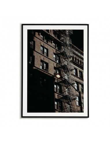 Poster with emergency escape stairs in New York. Beautiful artwork to frame with city architecture. Poster with emergency escape stairs in New York. Beautiful artwork to frame with city architecture.