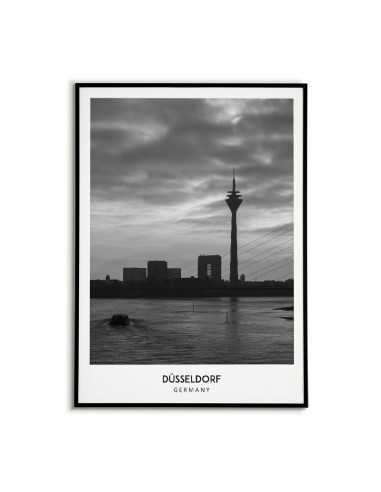 Poster with the city of Düsseldorf in Germany, artwork on the wall painting. black and white photo on the wall Poster with the city of Düsseldorf in Germany, artwork on the wall painting. black and white photo on the wall