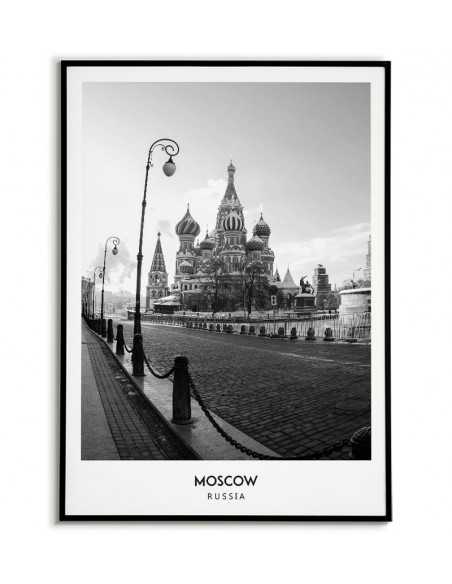 Poster with the city of Moscow in Russia, Artwork on the wall painting. black and white photo on the wall