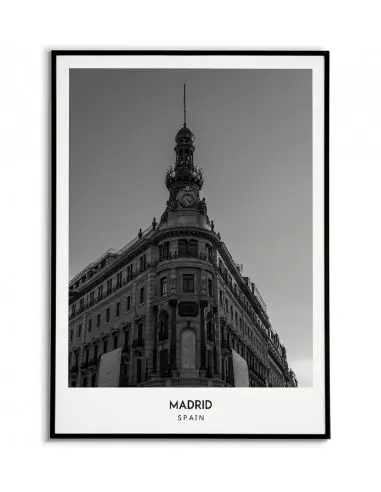 Plakat z miastem Madryt w Hiszpanii, Grafika na ścianę obraz. czarno biała fotografia na ścianę. Plakat z miastem Madryt w Hiszpanii, Grafika na ścianę obraz. czarno biała fotografia na ścianę.