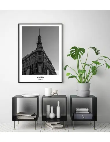 Plakat z miastem Madryt w Hiszpanii, Grafika na ścianę obraz. czarno biała fotografia na ścianę. Plakat z miastem Madryt w Hiszpanii, Grafika na ścianę obraz. czarno biała fotografia na ścianę.