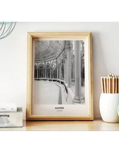 Poster with the city of Madrid in Spain, Artwork No. 7 on the wall painting. black and white photo on the wall. Poster with the city of Madrid in Spain, Artwork No. 7 on the wall painting. black and white photo on the wall.