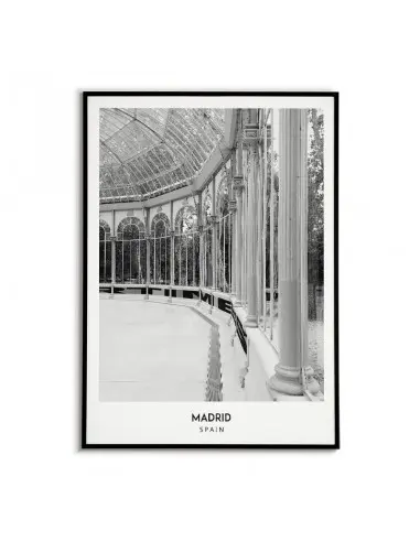 Poster with the city of Madrid in Spain, Artwork No. 7 on the wall painting. black and white photo on the wall. Poster with the city of Madrid in Spain, Artwork No. 7 on the wall painting. black and white photo on the wall.