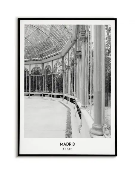 Plakat z miastem Madryt w Hiszpanii, Grafika nr 7 na ścianę obraz. czarno biała fotografia na ścianę.
