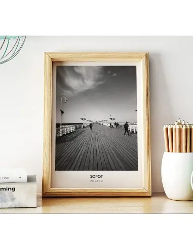 Poster with the city of Sopot in Poland, Graphics on the wall, painting. black and white photo on the wall Poster with the city of Sopot in Poland, Graphics on the wall, painting. black and white photo on the wall