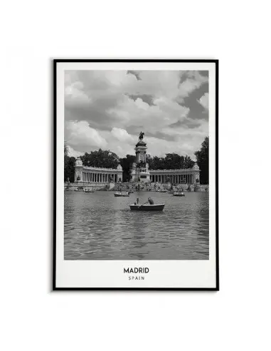 Poster with the city of Madrid in Spain, Artwork No. 8 on the wall painting. black and white photo on the wall. Poster with the city of Madrid in Spain, Artwork No. 8 on the wall painting. black and white photo on the wall.
