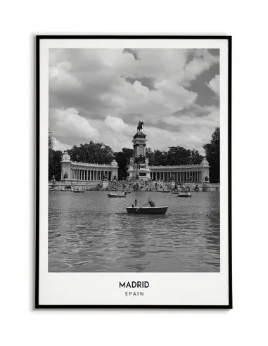 Poster with the city of Madrid in Spain, Artwork No. 8 on the wall painting. black and white photo on the wall.
