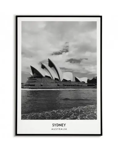 Plakat z miastem Sydney w Australii Grafika na ścianę obraz. czarno biała fotografia na ścianę.