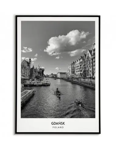 Poster with the city of Gdańsk in Poland, Graphics on the wall, painting. black and white photo on the wall