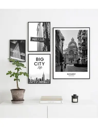 Poster with the city of Bucharest in Romania. Artwork on the wall painting. black and white photo on the wall. Poster with the city of Bucharest in Romania. Artwork on the wall painting. black and white photo on the wall.
