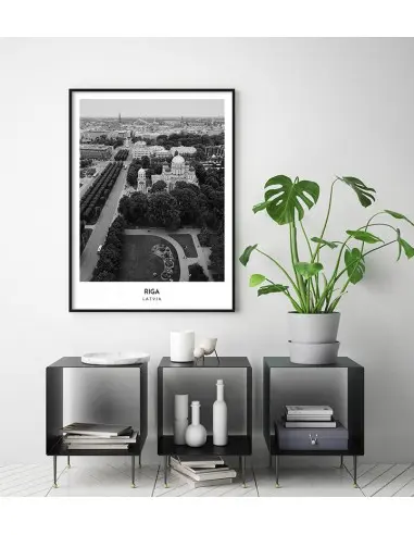 Plakat z miastem Ryga na Łotwie Grafika na ścianę obraz. czarno biała fotografia na ścianę. Plakat z miastem Ryga na Łotwie Grafika na ścianę obraz. czarno biała fotografia na ścianę.