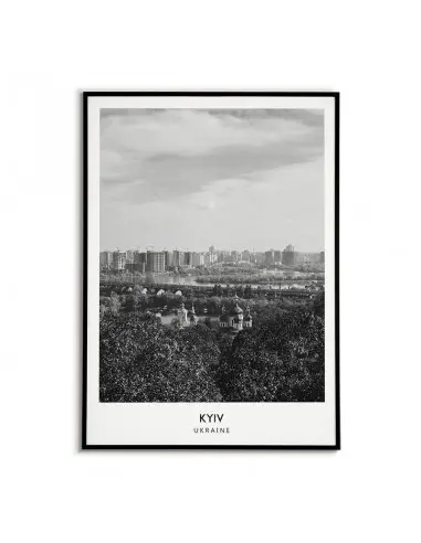 Plakat z miastem Kijów na Ukrainie Grafika na ścianę obraz. czarno biała fotografia na ścianę. Plakat z miastem Kijów na Ukrainie Grafika na ścianę obraz. czarno biała fotografia na ścianę.