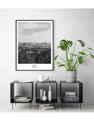 Plakat z miastem Kijów na Ukrainie Grafika na ścianę obraz. czarno biała fotografia na ścianę. Plakat z miastem Kijów na Ukrainie Grafika na ścianę obraz. czarno biała fotografia na ścianę.