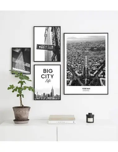 Poster with the city of Yerevan in Armenia. Artwork on the wall. black and white photo on the wall. Poster with the city of Yerevan in Armenia. Artwork on the wall. black and white photo on the wall.
