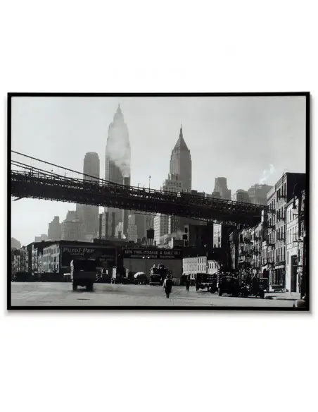 Plakat nowy Jork, manhattan bridge fotografia z 1934 roku. Grafika do ramki vintage