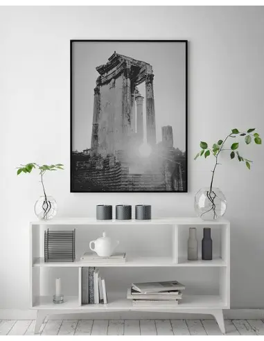 Poster with Rome, view of the Roman Forum. Beautiful photography made in black and white, perfect for any living room.