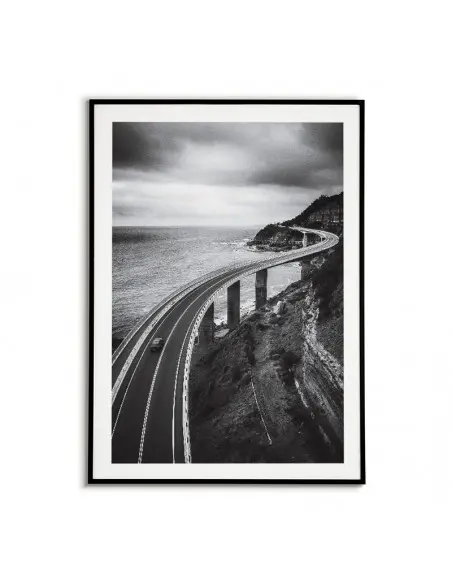 Plakat Australia, miasto Clifton, fotografia do salonu z widokiem na most. Grafika czarno biała do ramki.