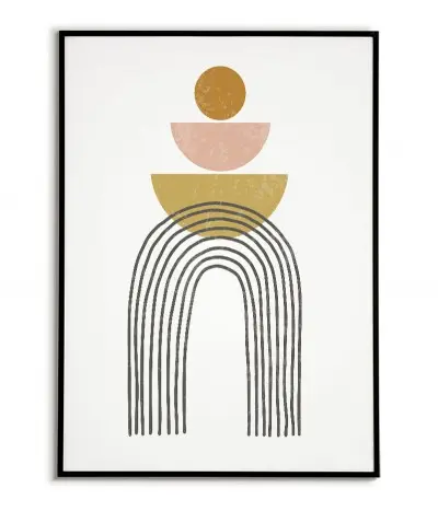 A modern poster in a minimalist style. Poster with abstract patterns and soft pastel colors