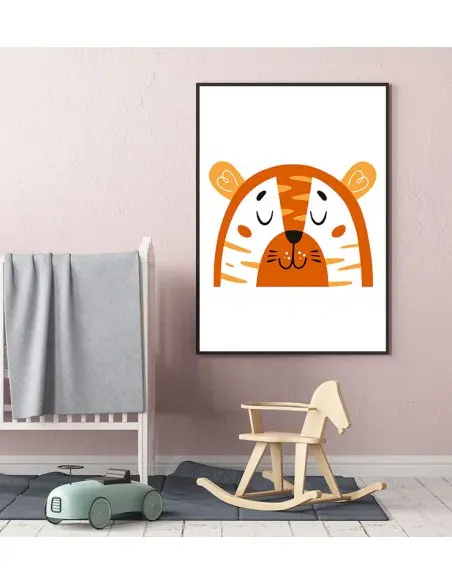 A poster for a child with a tiger in a modern style. Frame graphics perfect for a child's room.