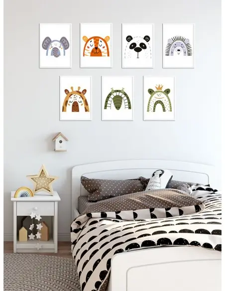 A poster for a child with a tiger in a modern style. Frame graphics perfect for a child's room.