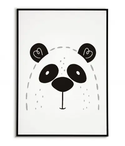 Plakat dla dziecka z pandą w nowoczesnym stylu. Grafika do ramki idealna do pokoju dziecięcego.