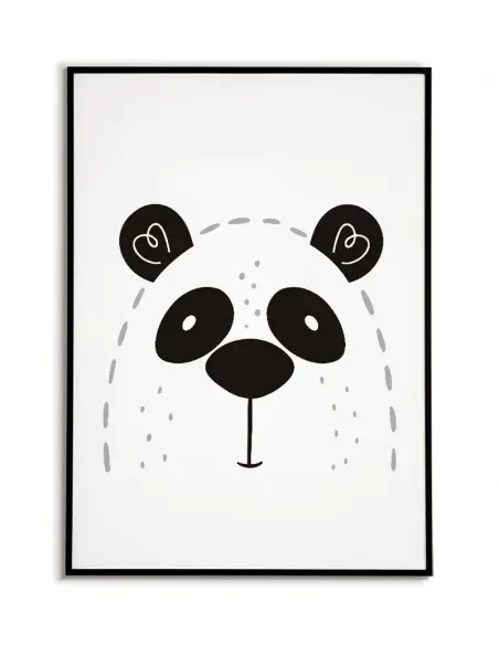 A poster for a child with a panda in a modern style. Frame graphics perfect for a child's room.