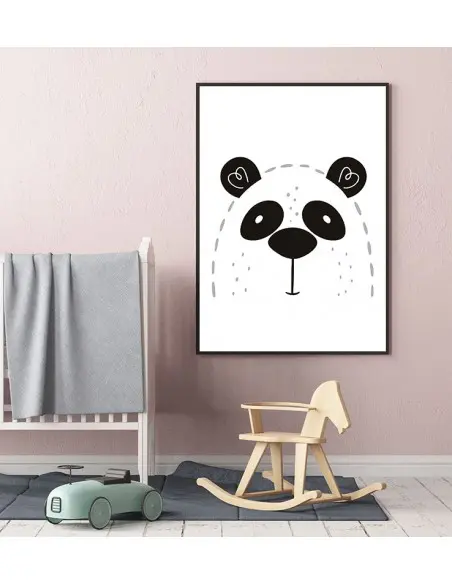 A poster for a child with a panda in a modern style. Frame graphics perfect for a child's room.