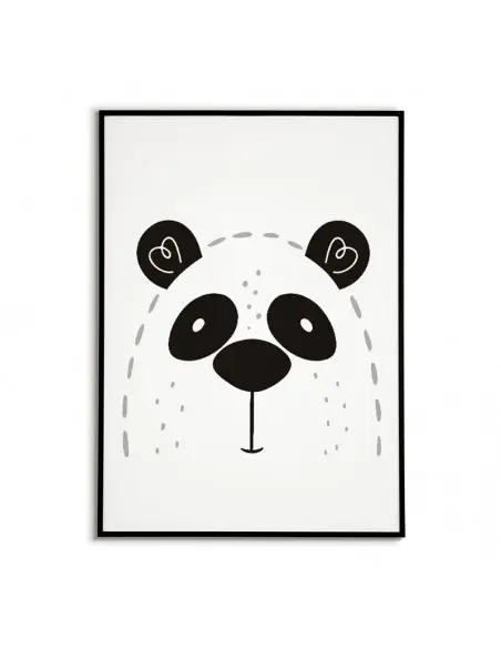 Plakat dla dziecka z pandą w nowoczesnym stylu. Grafika do ramki idealna do pokoju dziecięcego.