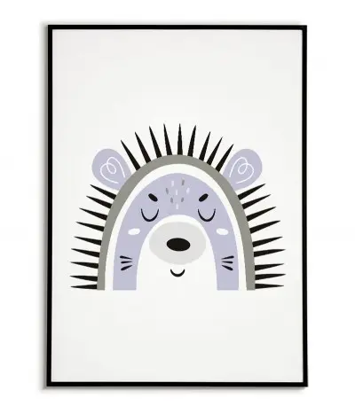 A poster for a child with a hedgehog in a modern style. Frame graphics perfect for a child's room.
