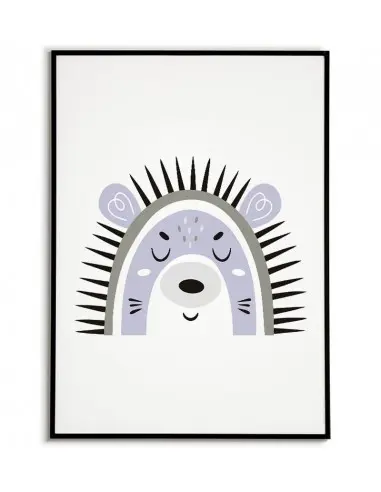 A poster for a child with a hedgehog in a modern style. Frame graphics perfect for a child's room.
