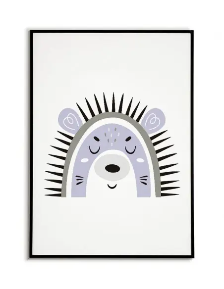 A poster for a child with a hedgehog in a modern style. Frame graphics perfect for a child's room.