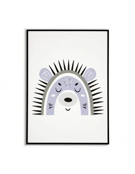 A poster for a child with a hedgehog in a modern style. Frame graphics perfect for a child's room.