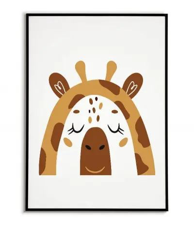 Plakat dla dziecka z żyrafą w nowoczesnym stylu. Grafika do ramki idealna do pokoju dziecięcego.