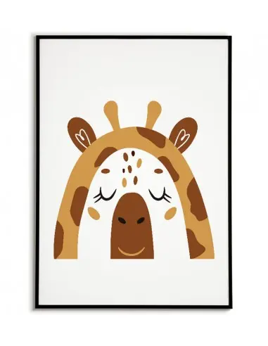 Plakat dla dziecka z żyrafą w nowoczesnym stylu. Grafika do ramki idealna do pokoju dziecięcego.