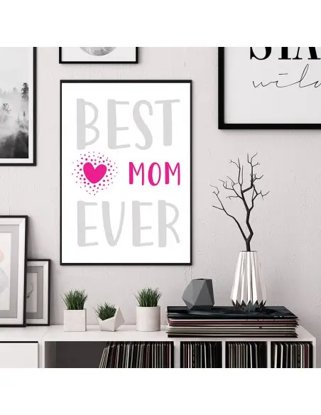 Poster, graphics for a frame for mother with the words "The best mother ever" poster perfect for mother's day