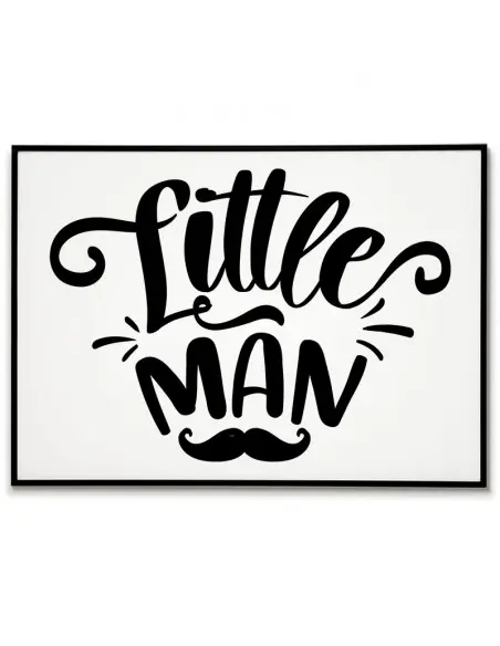 A modern poster in the Scandinavian style with the words "Little man" for the boy's room. Graphics for the frame