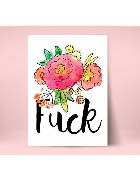 plakat motywacyjny z napisem fuck i kwiatami