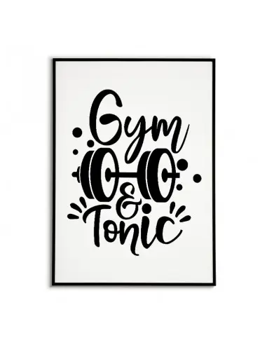 Plakat fitness, motywacyjny z napisem "Gym & tonic" idealny na siłownię lub jako plakat do ozdoby pomieszczenia. Plakat fitness, motywacyjny z napisem "Gym & tonic" idealny na siłownię lub jako plakat do ozdoby pomieszczenia.
