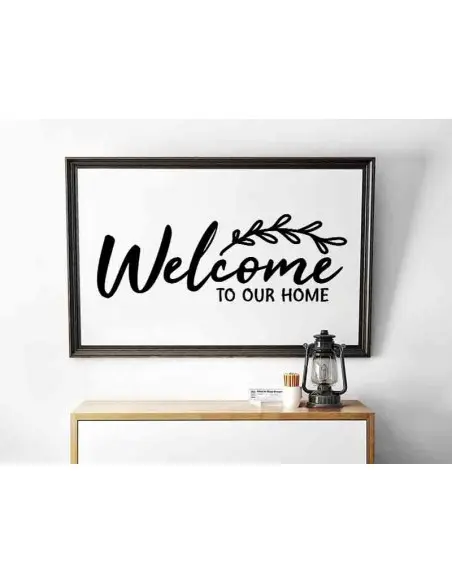Plakat, grafika z napisem "Witaj w naszym domu" w j. Angielskim "Welcome to our home" plakat na przedpokój, korytarz