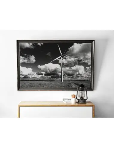 Plakat, grafika do ramki Polska ziemia z wiatrakami. Obraz czarno biały , fotografia Plakat, grafika do ramki Polska ziemia z wiatrakami. Obraz czarno biały , fotografia