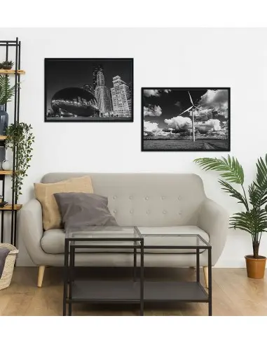 Plakat, grafika do ramki Polska ziemia z wiatrakami. Obraz czarno biały , fotografia Plakat, grafika do ramki Polska ziemia z wiatrakami. Obraz czarno biały , fotografia