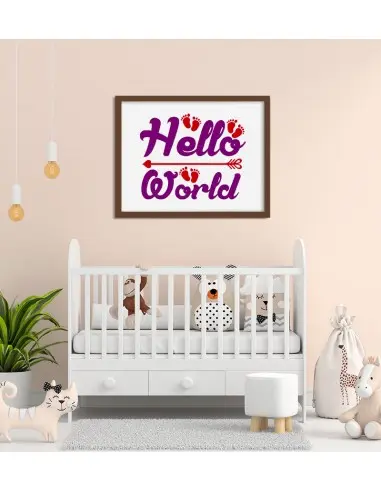 Plakat do pokoju chłopca lub dziewczynki w stylu skandynawskim z prostą grafiką i napisem "Hello World" Plakat do pokoju chłopca lub dziewczynki w stylu skandynawskim z prostą grafiką i napisem "Hello World"