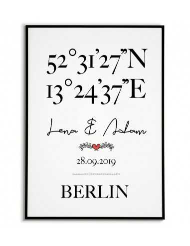 Poster with coordinates, names and...