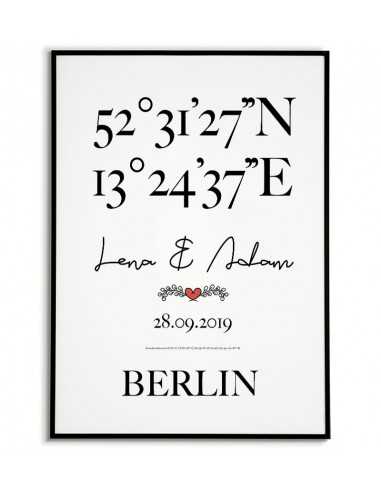 Poster with coordinates, names and...