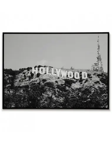 Hollywood, USA Plakat, grafika do ramki. Plakat czarno biały z napisem Hollywood