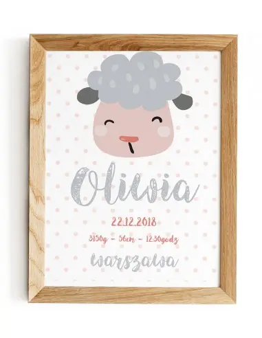 Baby birth certificate with a cute sheep Baby birth certificate with a cute sheep