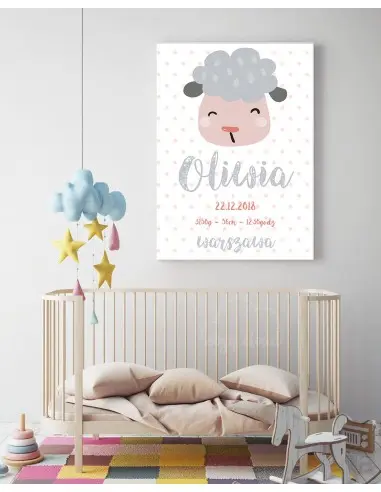 Baby birth certificate with a cute sheep Baby birth certificate with a cute sheep