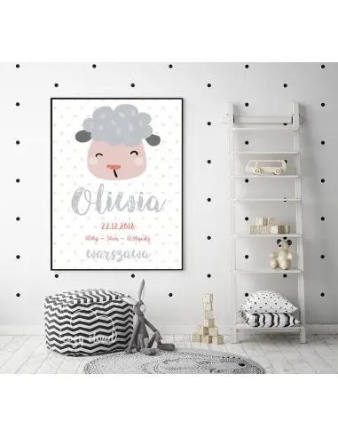 Baby birth certificate with a cute sheep Baby birth certificate with a cute sheep