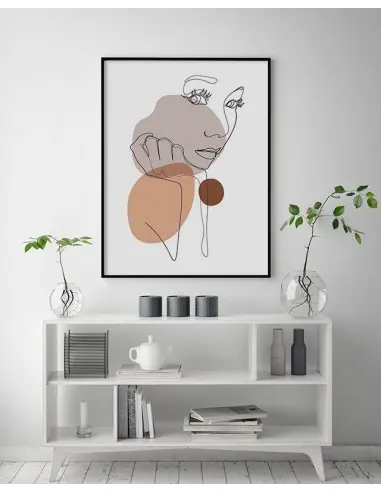 Line art, grafika plakat linie z portretem zamyślonej kobiety. Plakat idealny do ramki. Line art, grafika plakat linie z portretem zamyślonej kobiety. Plakat idealny do ramki.